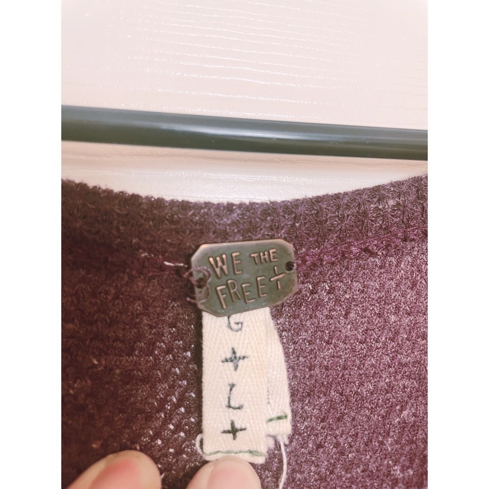 Free People waffle knit 3/4 sleeve top - Picture 5 of 5
